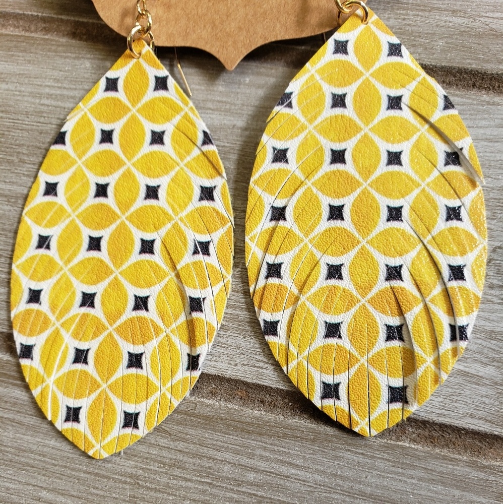 Printed Feather Earrings